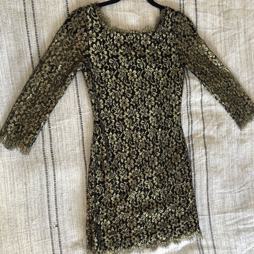 DVF Black and gold, lacy dress